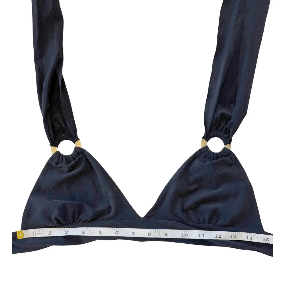 Despi‎ Bikini Set Black Size M Gold Ring Halter Brazilian Luxury